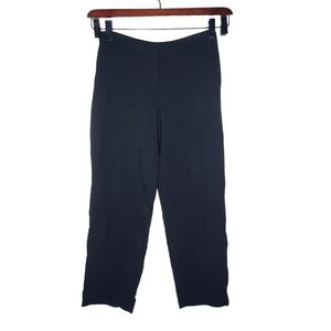 Eileen Fisher women's black crepe wool blend wide leg office casual pants Medium